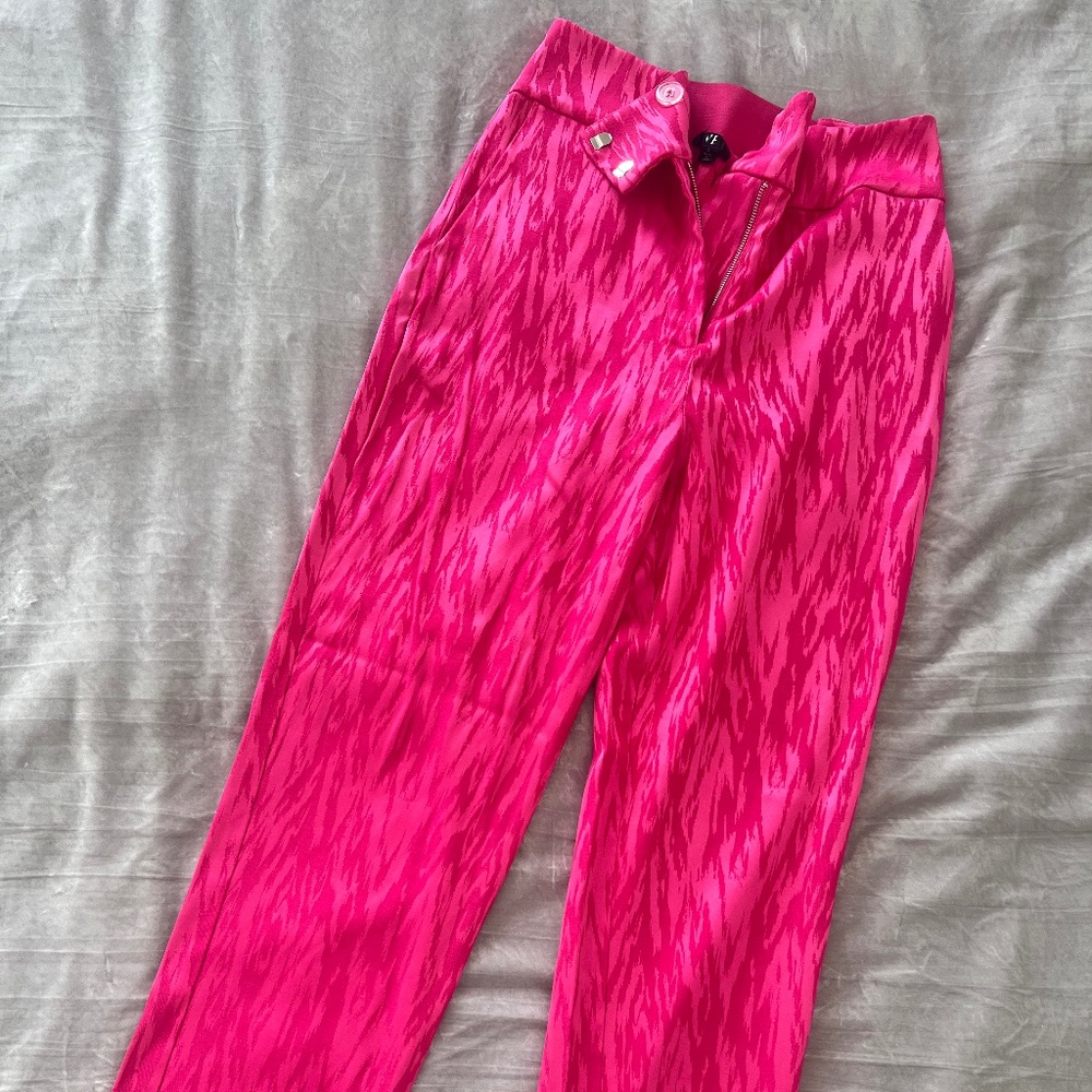 NBD Hot Pink Small Satin Pants W/ Zebra Pattern